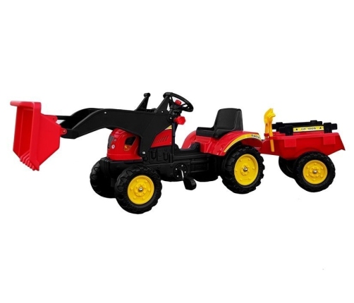 Herman tractor with trailer and bucket red 165 cm