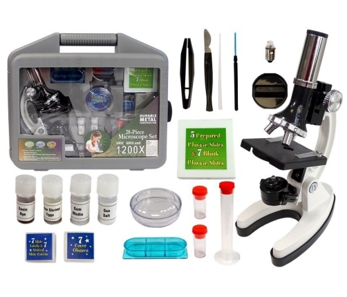 Children's Microscope in a Carrying Case Educational Scientist 28 Elements 300x 600x 1200x