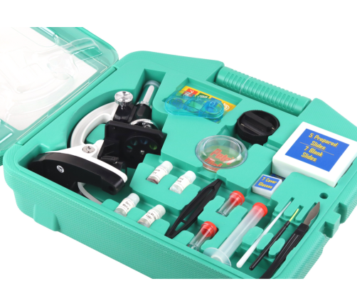 Children's Microscope in a Carrying Case Educational Scientist 28 Elements 300x 600x 1200x