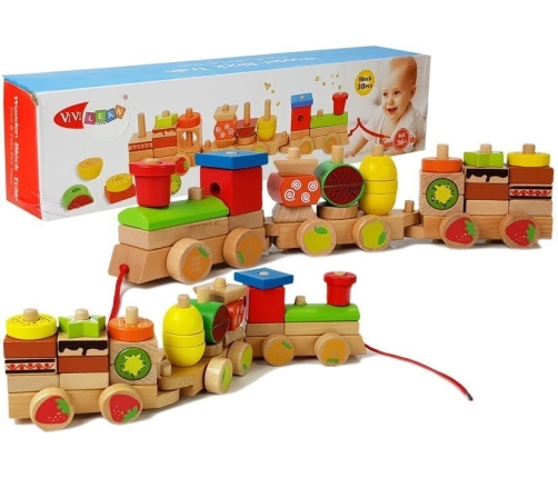 Wooden Train Blocks 30 Pieces Fruit 42cm