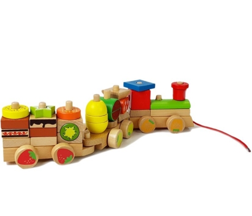 Wooden Train Blocks 30 Pieces Fruit 42cm