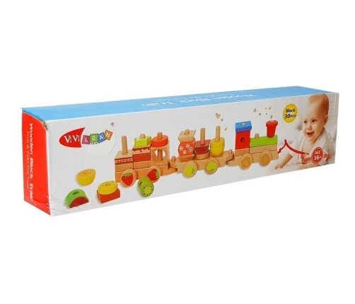 Wooden Train Blocks 30 Pieces Fruit 42cm