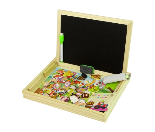 Wooden 2-in-1 Chalkboard Magnetic Puzzle Animal Farm Set