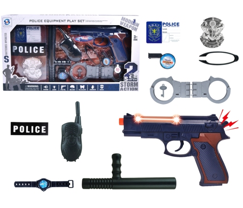 Police Set with sound and light effects STORM ACTION 10 Pieces