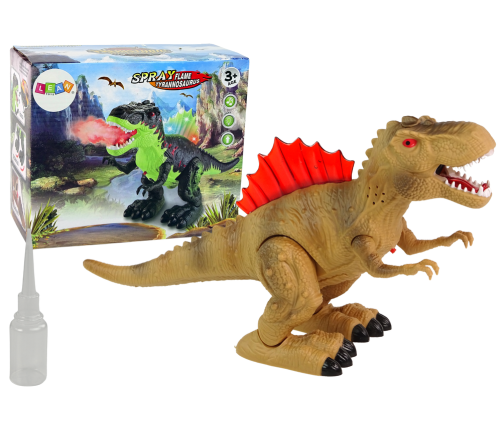 Dinosaur Breathes Fire Steam Lights Battery Pack Brown