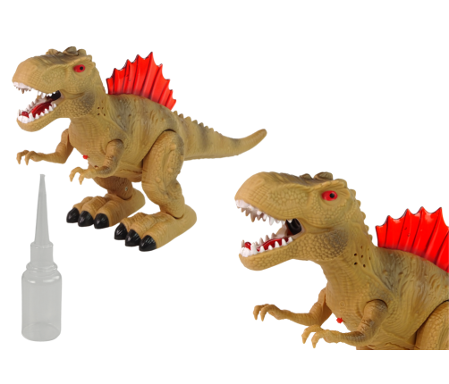 Dinosaur Breathes Fire Steam Lights Battery Pack Brown