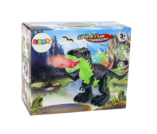 Dinosaur Breathes Fire Steam Lights Battery Pack Brown