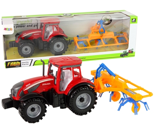 Red Tractor with Rake Friction Drive