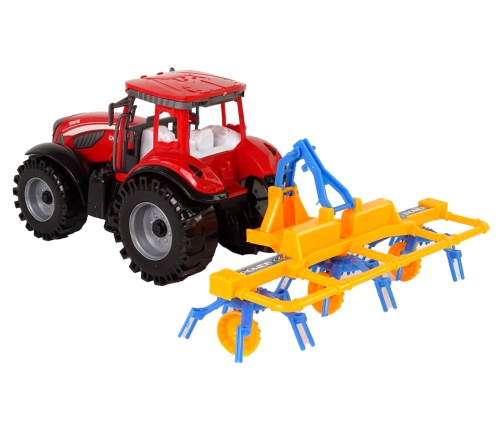 Red Tractor with Rake Friction Drive