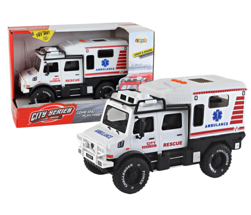 Offroad Vehicle Ambulance White Opening Doors Sounds Lights