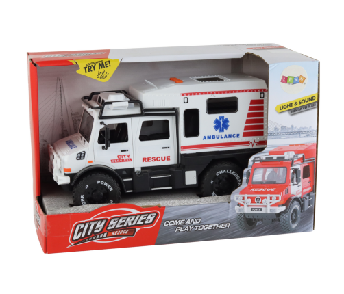 Offroad Vehicle Ambulance White Opening Doors Sounds Lights