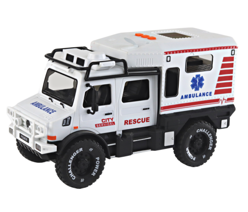 Offroad Vehicle Ambulance White Opening Doors Sounds Lights