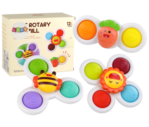 Sensory Toy Spinners Bee Sun Carrot Suction Cups