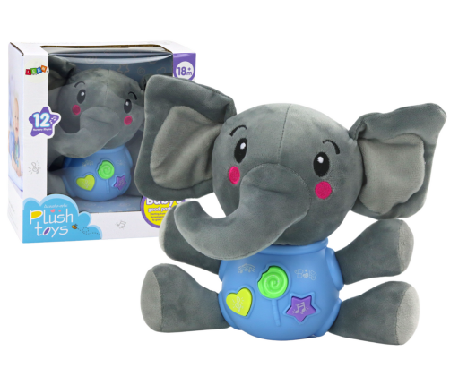 ﻿Plush Elephant Interactive Plush Blue Playing 19 cm