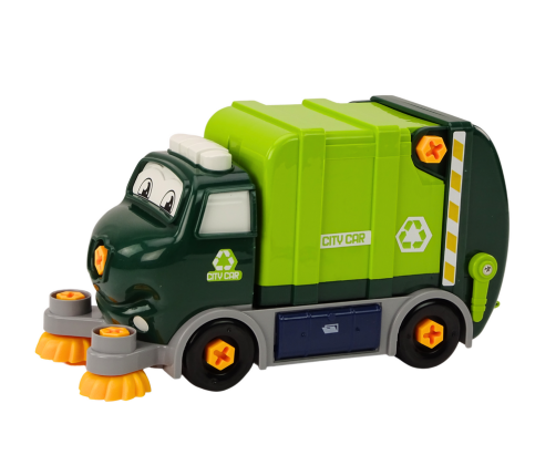 Cartoon Garbage Truck Turning Movable DIY Green