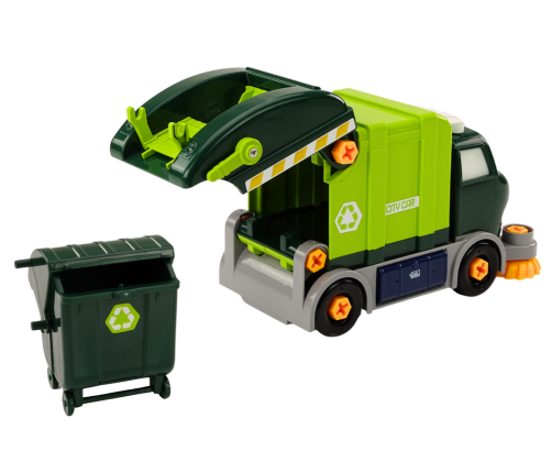 Cartoon Garbage Truck Turning Movable DIY Green