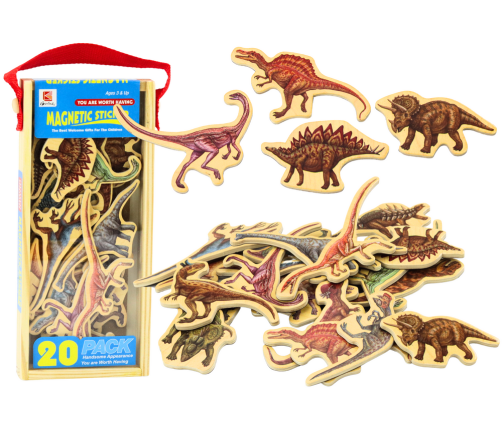 Set of Wooden Dinosaurs Magnets 20 Pieces Colorful