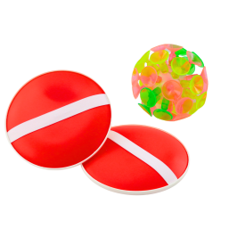 Arcade Game Round Paddles Ball With Suction Cups Red