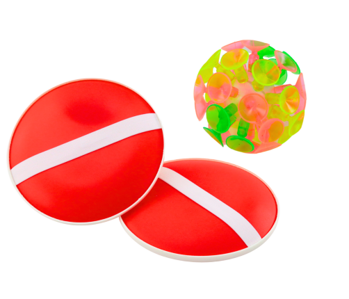 Arcade Game Round Paddles Ball With Suction Cups Red