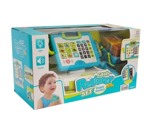 Children's cash register Blue with a basket