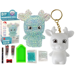 DIY Diamond Reindeer DIY Crystals 3D Keyring Set Blue