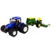 Blue tractor with baler