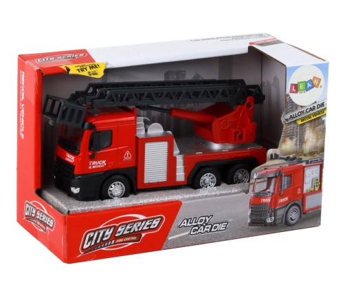 Red Fire Truck With Extendable Ladder Boom