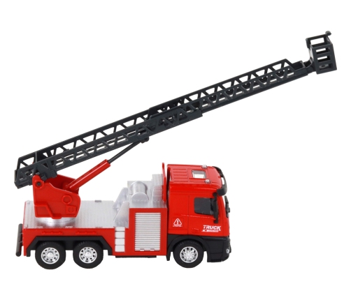 Red Fire Truck With Extendable Ladder Boom