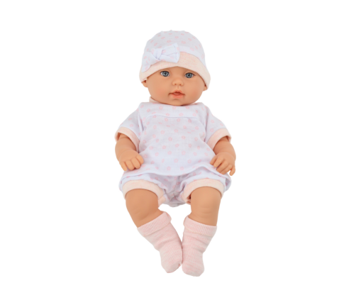 Baby Doll in White Pajamas, Hat, Blanket, Cushion