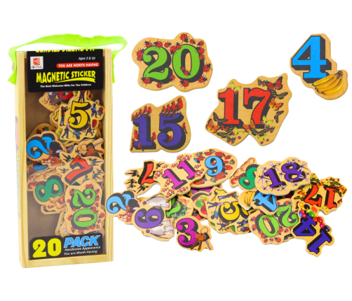 Set of Wooden Number Picture Magnets, 20 pieces