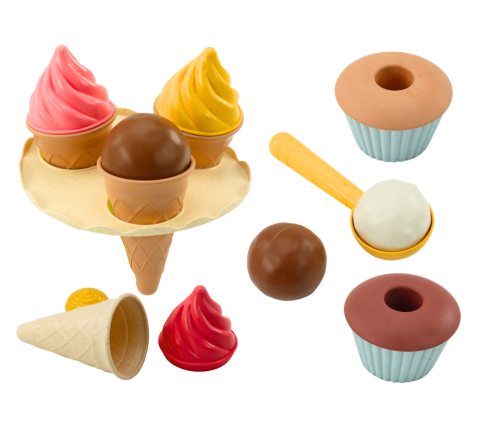 Sand Set Ice Cream Wafers Cupcakes Spoon 16 El