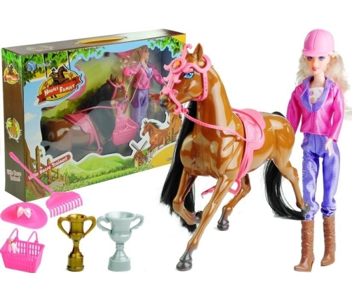 Doll and the Horse in the Barn Set + Accessories Brown