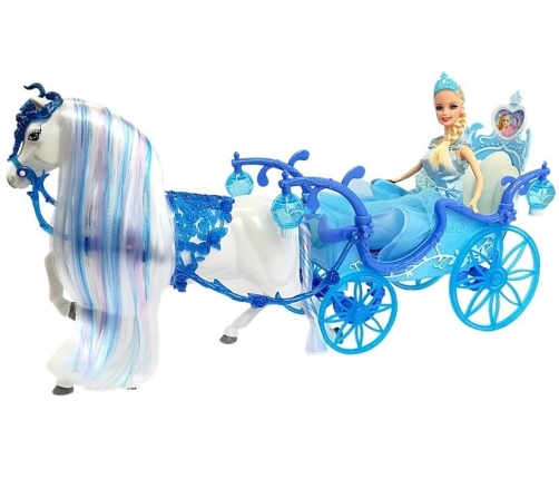 A doll with a wagon and a horse, the Ice Queen carriage