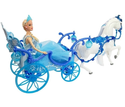 A doll with a wagon and a horse, the Ice Queen carriage