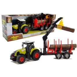 Tractor and forest trailer with wood