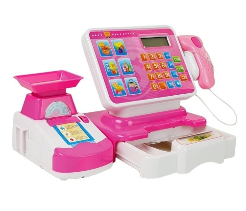 Cash Register Weight Scanner Shopping List Market Pink