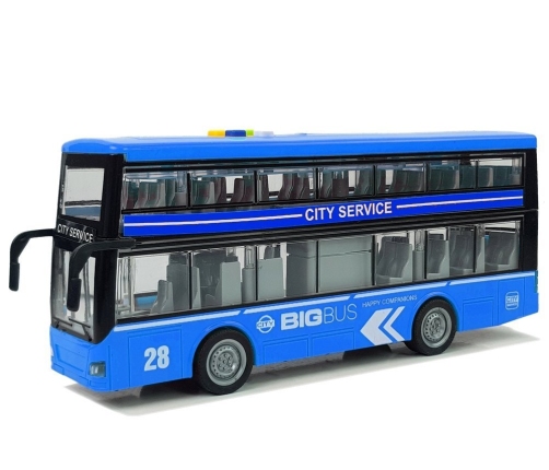 Double-decker Bus with Friction Drive Sound Lights 1:16 Blue