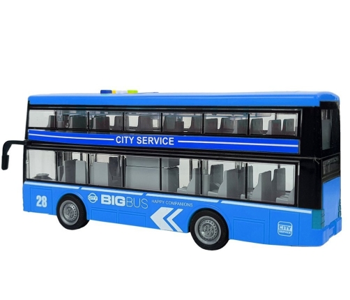 Double-decker Bus with Friction Drive Sound Lights 1:16 Blue