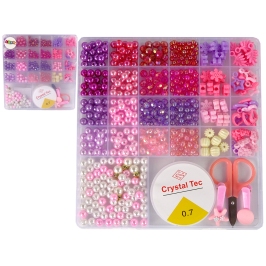 Jewellery Making Bead Set Pink Pendants Clips