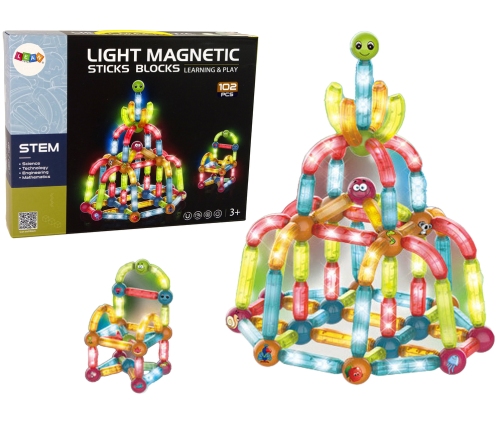 Luminous Educational Magnetic Blocks Set of 102 Elements