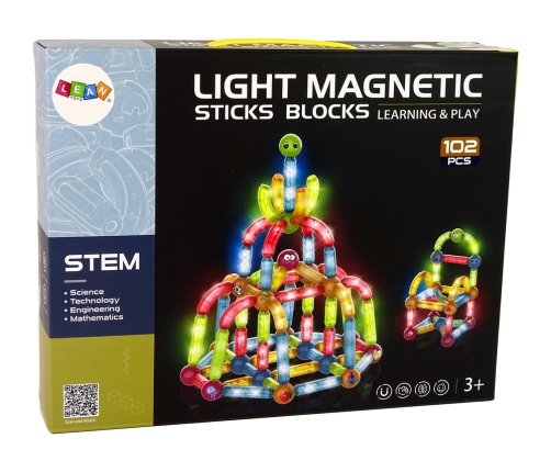 Luminous Educational Magnetic Blocks Set of 102 Elements