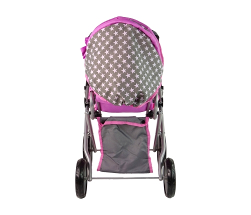 2-in-1 Stroller with Bag Grey Pink Stars