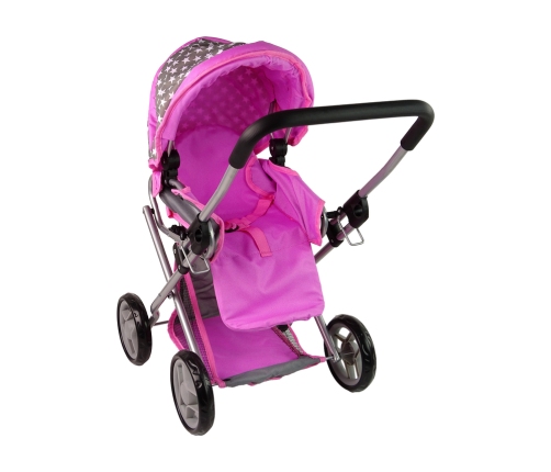 2-in-1 Stroller with Bag Grey Pink Stars