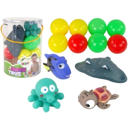 Set of rubber ball bath toys