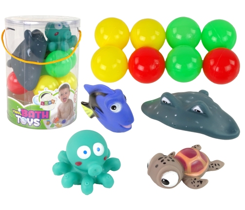 Set of rubber ball bath toys