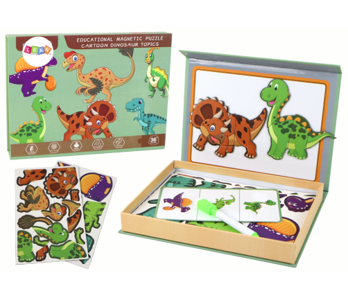 Educational Magnetic Puzzle Set With a Dinosaur Theme