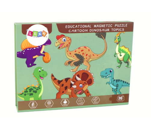 Educational Magnetic Puzzle Set With a Dinosaur Theme