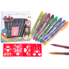 Set of glitter tattoo pens 8 pcs. Stencils 4 pcs.