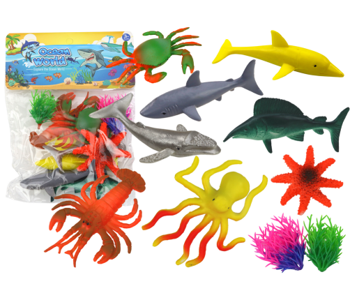 Set of Sea Animal Figurines 8 Pieces Aquatic Plants