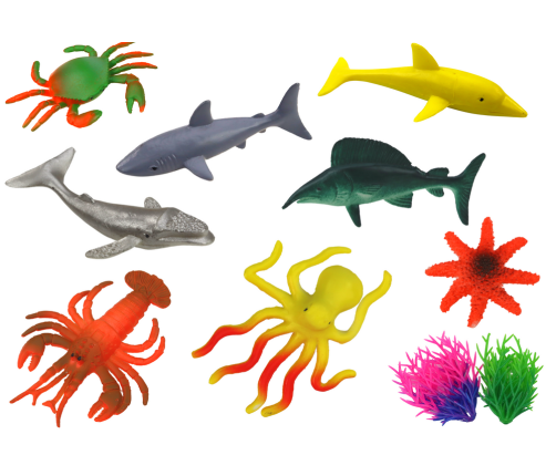 Set of Sea Animal Figurines 8 Pieces Aquatic Plants